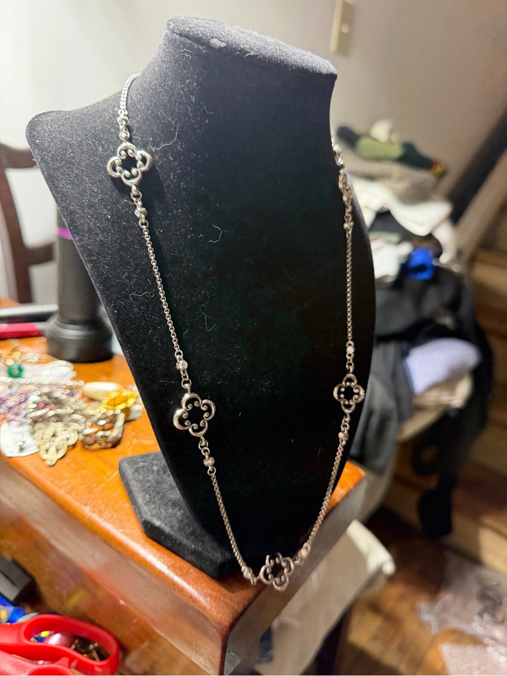 Brighton Silver Tone Clover Link Long Necklace - Picture 2 of 6
